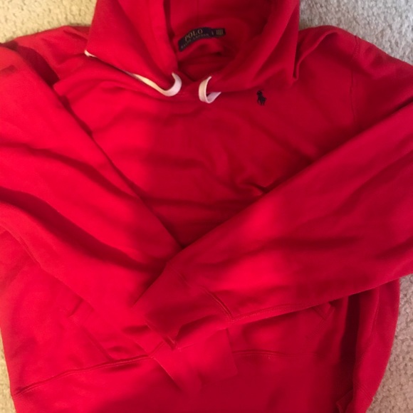 red polo hoodie